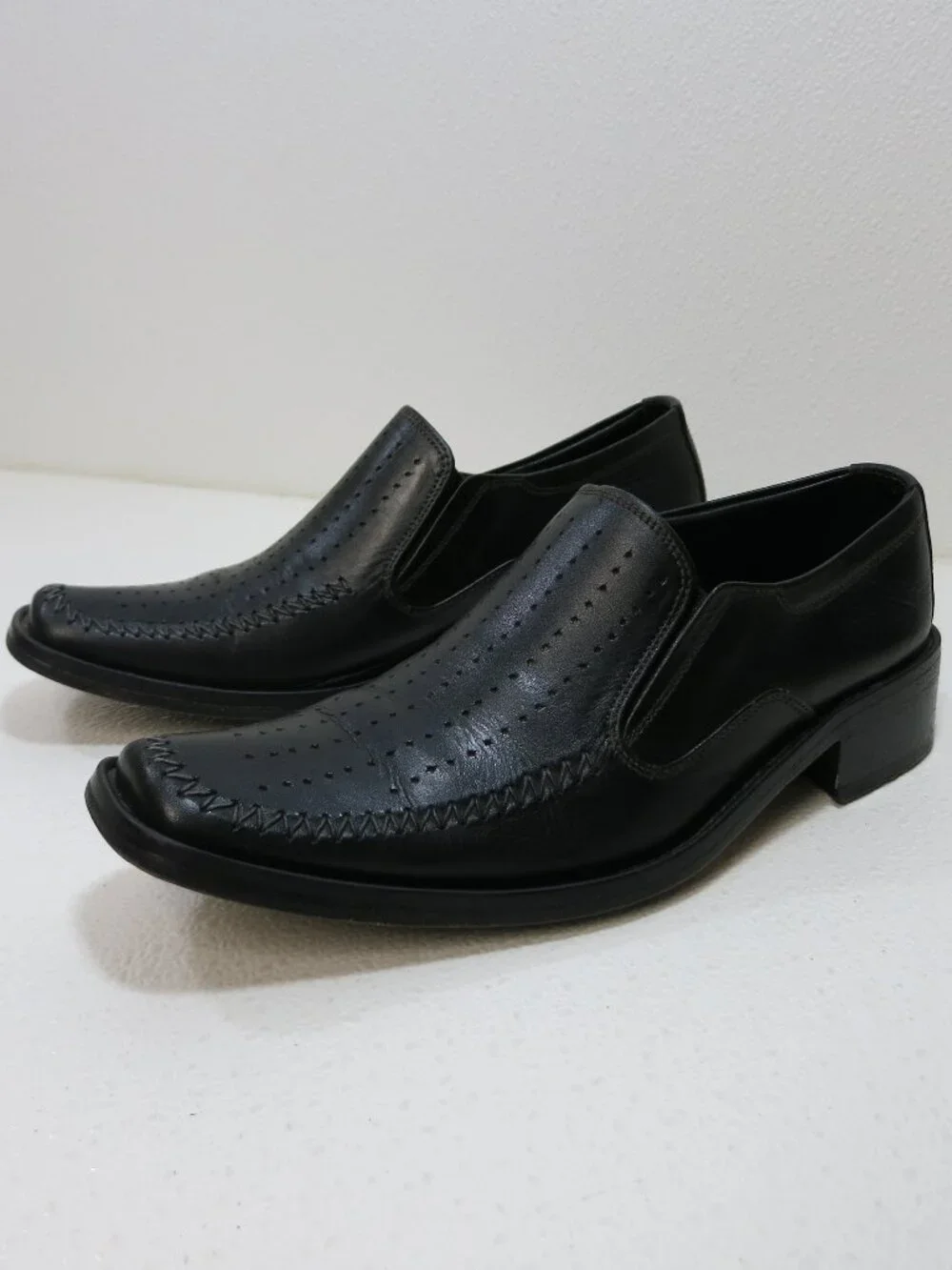 Foot Fellow Black Leather Comfort Dress Men's Footwear Loafers Shoes 7 M